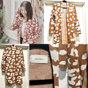 Animal Print Open Front Cardigan Small